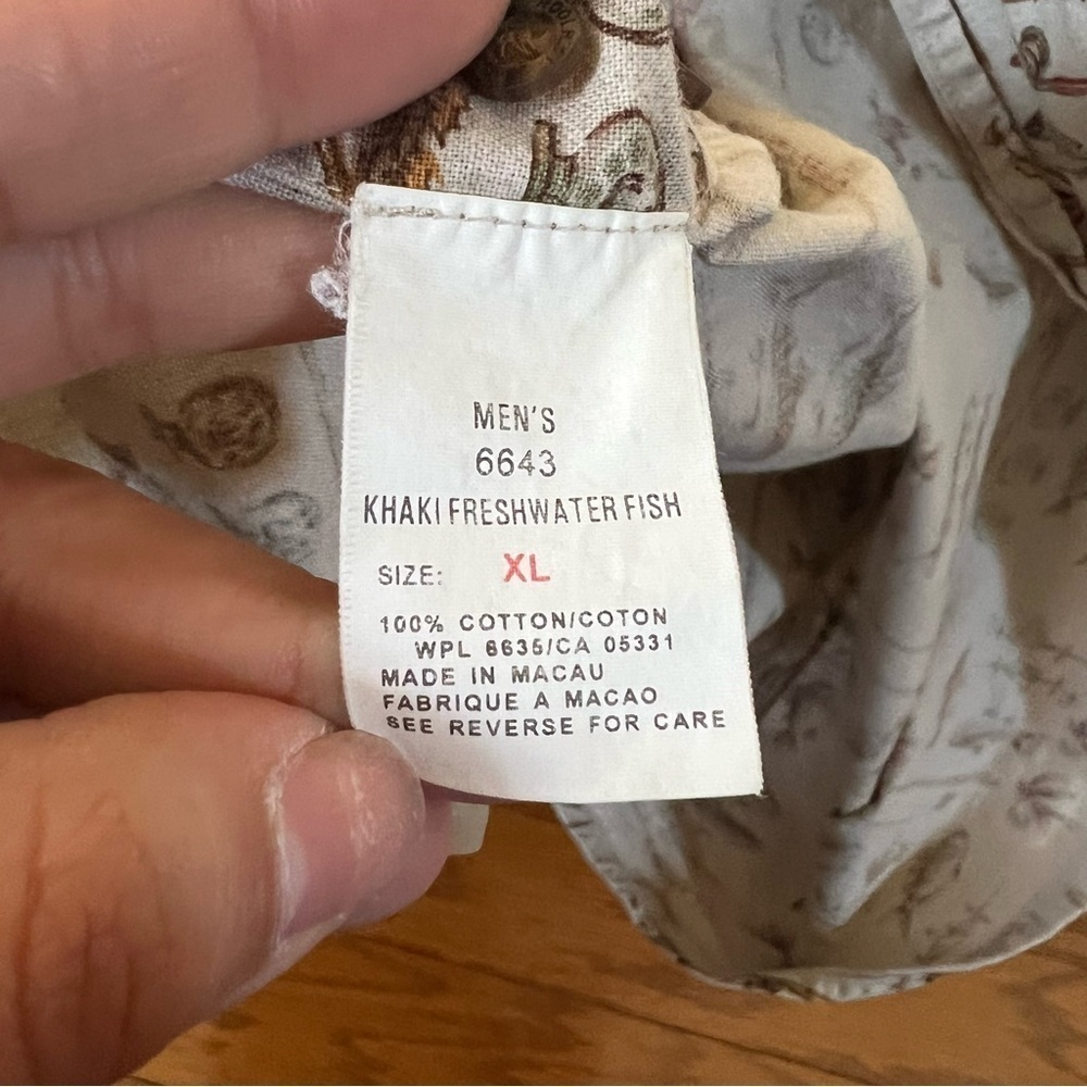 Woolrich Vintage Khaki Freshwater Fish Button Front Short Sleeve Shirt Size XL - Picture 10 of 12